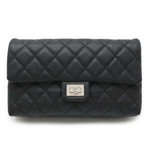 CHANEL Black Caviar Leather Clutch Bag